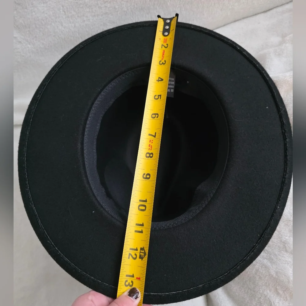 Felt Fedora Hat Buckle Strap Womens Black Festival Boho